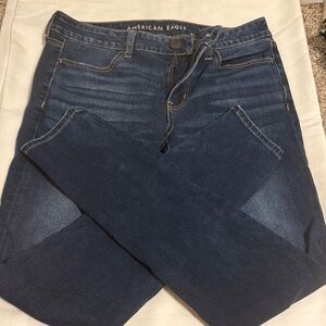 American Eagle Outfitters Blue Skinny Jeans with Faded Detailing